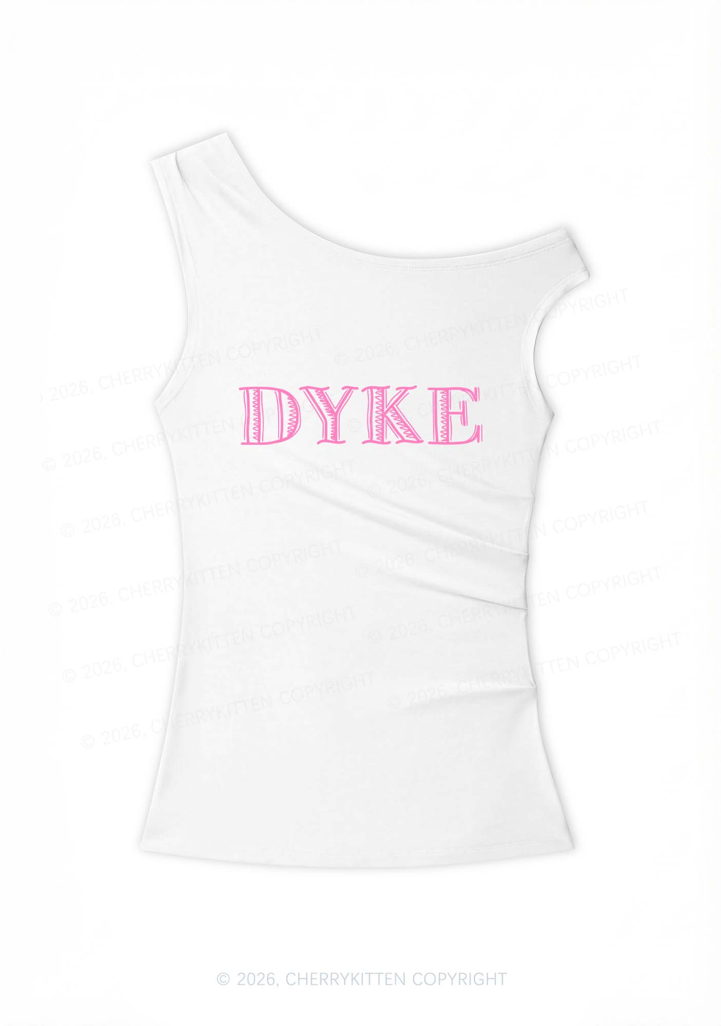 DYKE Y2K Off Shoulder Tank Top Cherrykitten
