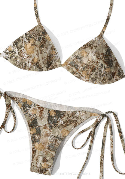 Maple Leaf Camouflage Y2K Print Bikini Set Cherrykitten
