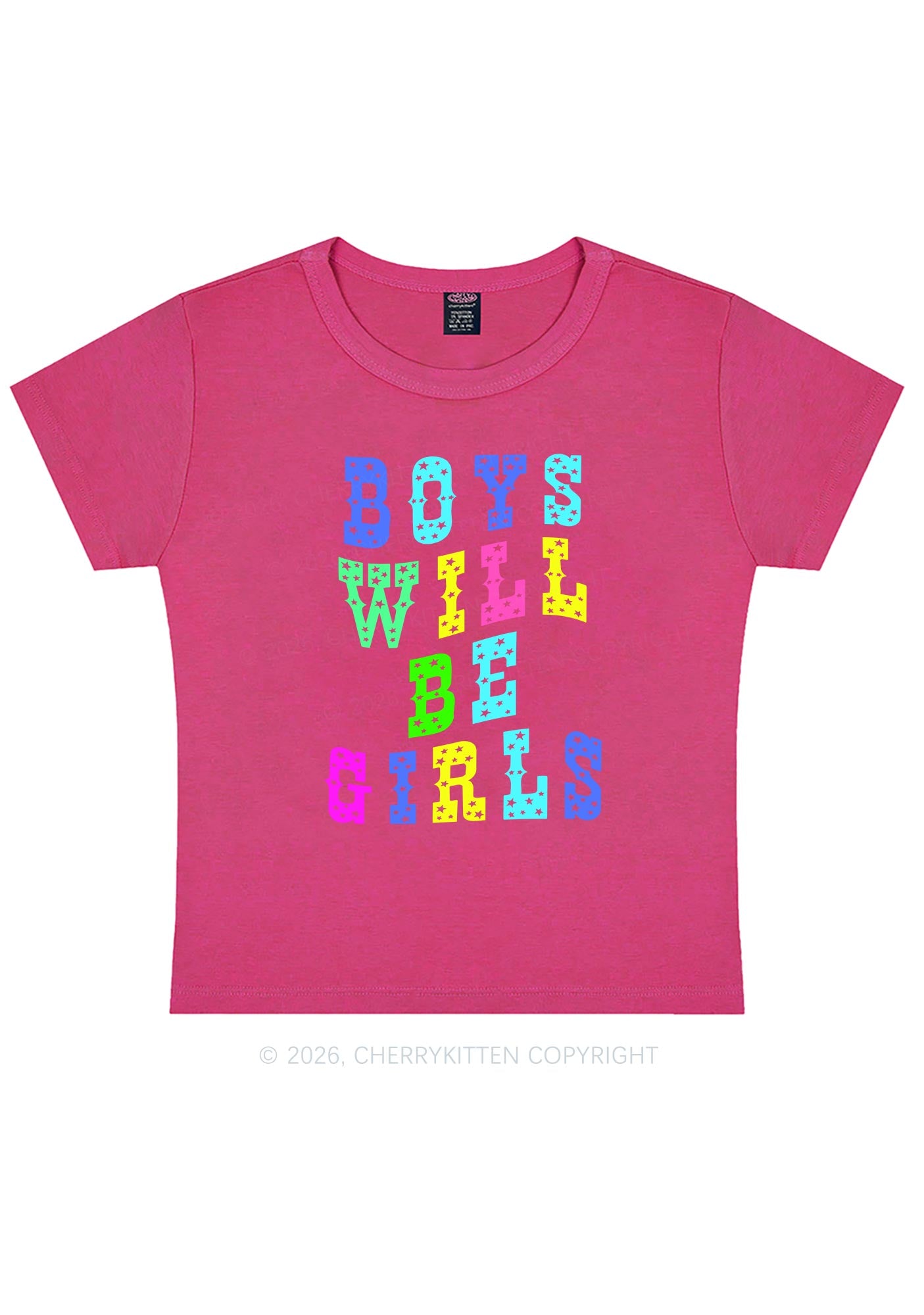 Boys Will Be Girls Pride Y2K Baby Tee Cherrykitten