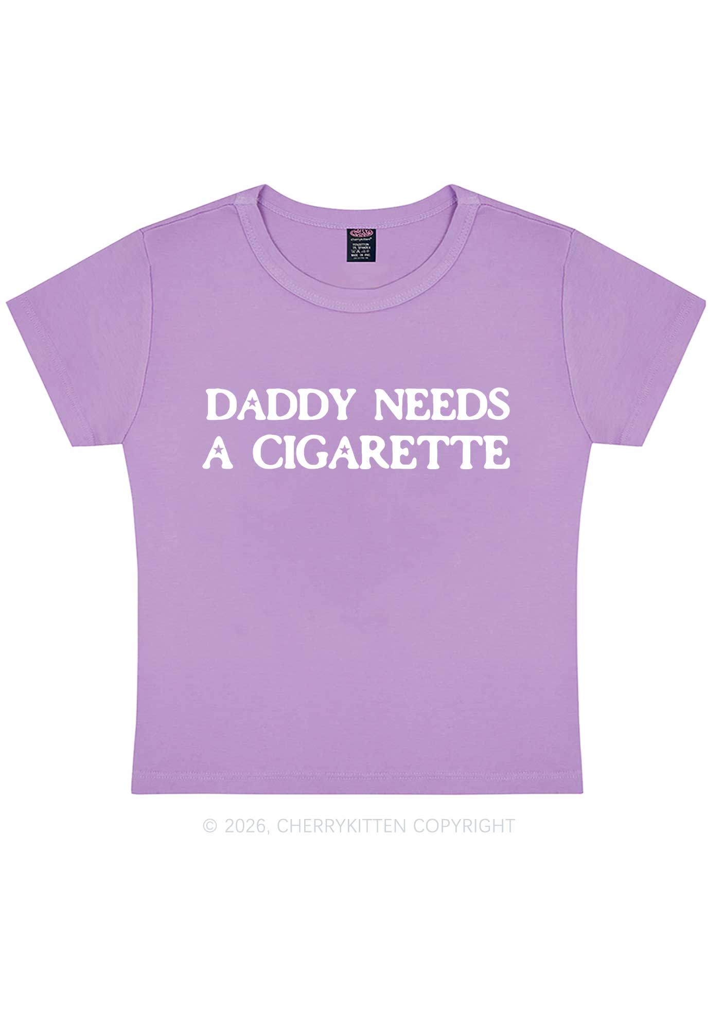 Daddy Needs A Cigarette Y2K Baby Tee Cherrykitten