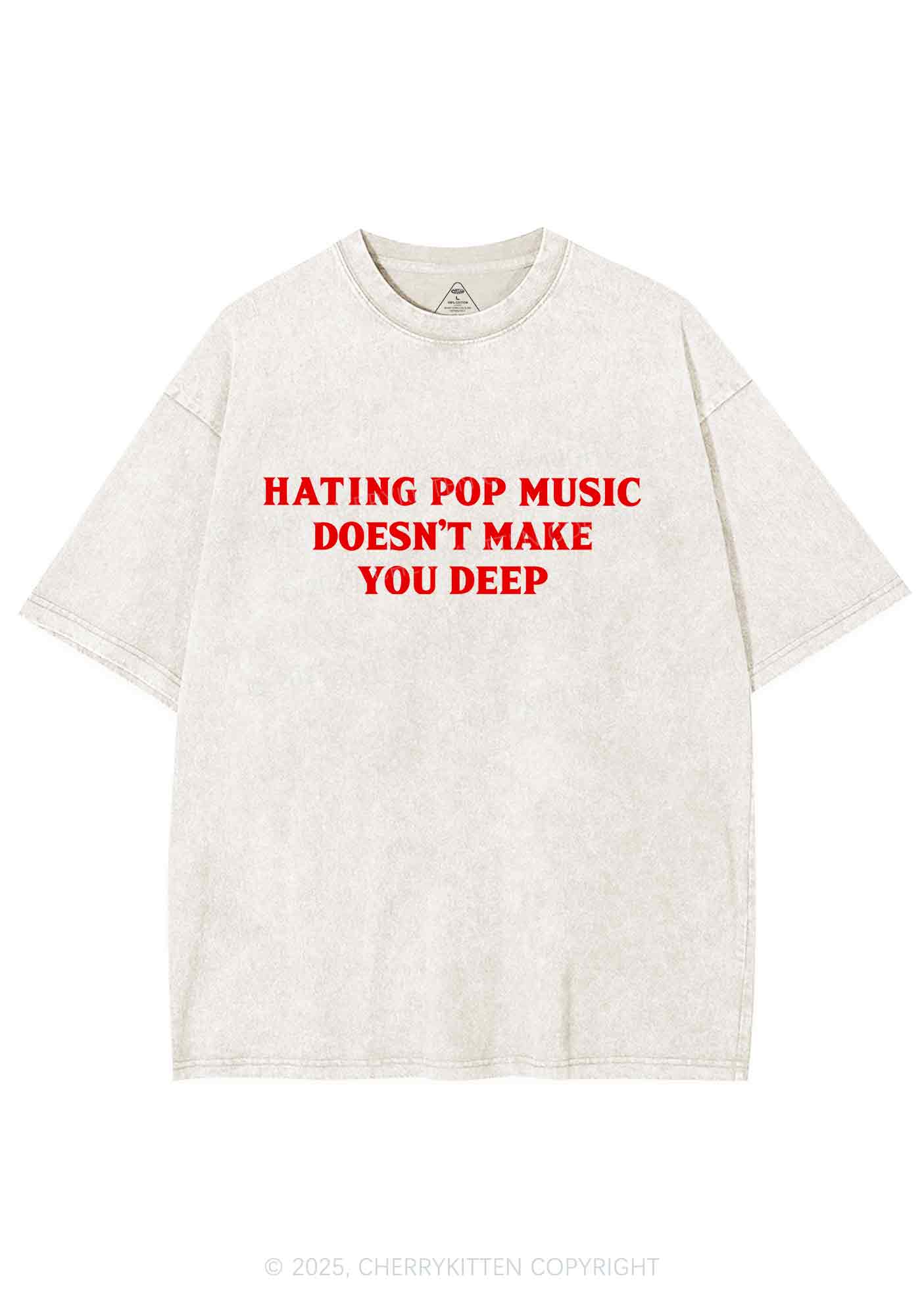 Hating Pop Music Y2K Shirts Washed Tee Cherrykitten