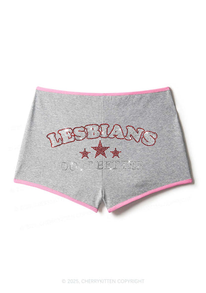 Rhinestone Lesbians Do It Better Pride Y2K Booty Shorts Cherrykitten