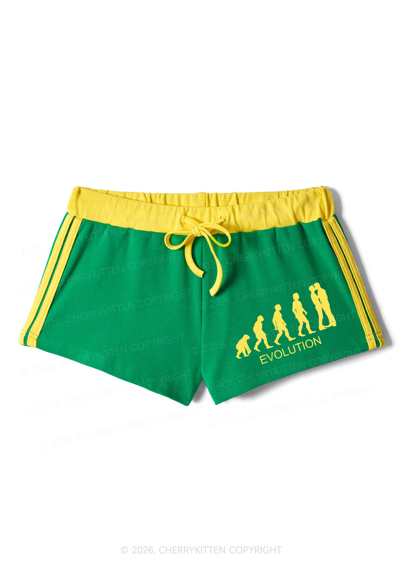 Gay Evolution Pride Y2K Drawstring Mini Shorts Cherrykitten