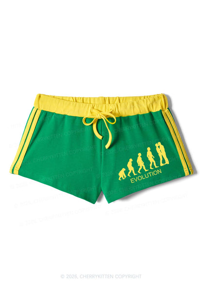 Gay Evolution Pride Y2K Drawstring Mini Shorts Cherrykitten