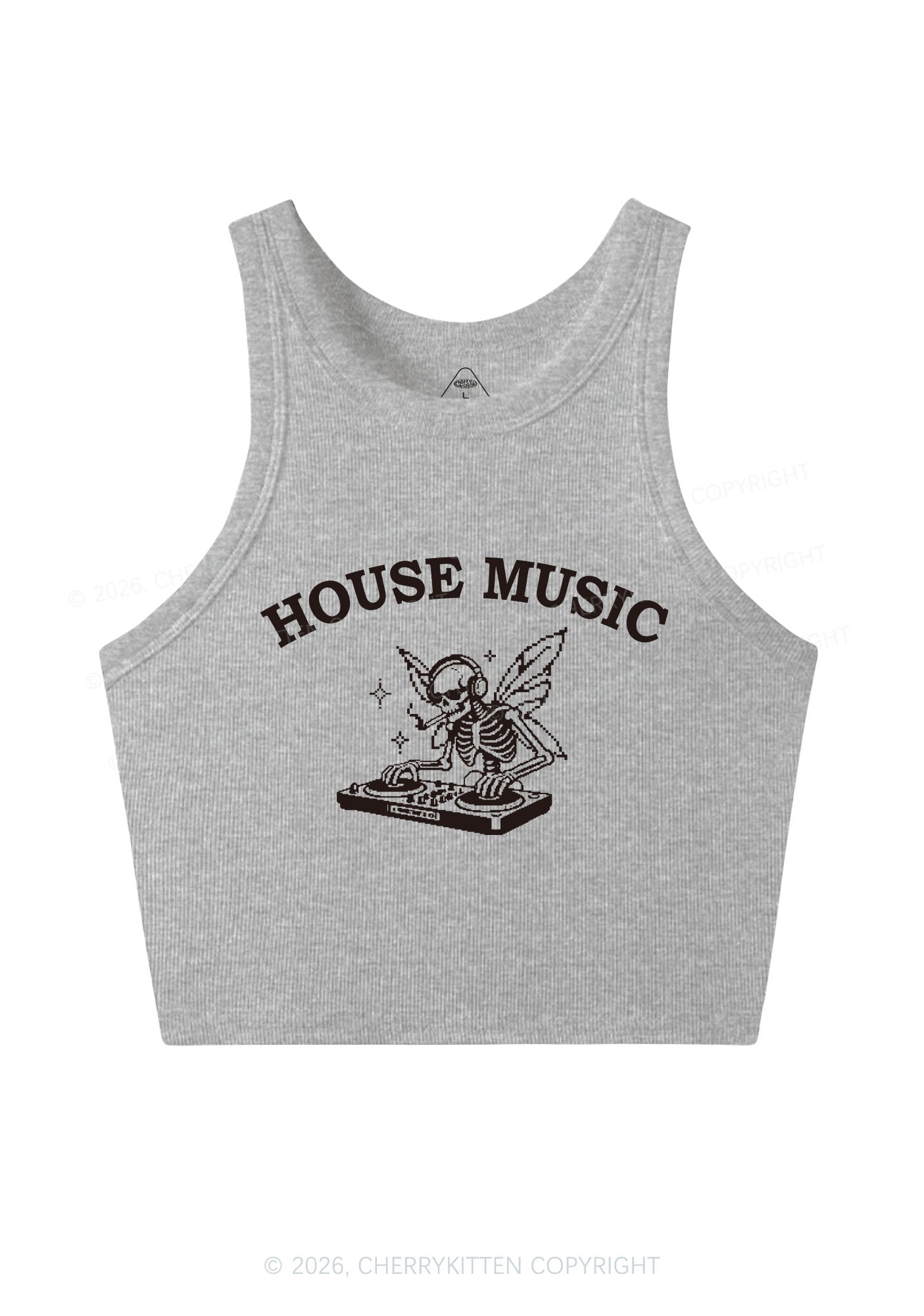 House Music Skeleton Y2K Crop Tank Top Cherrykitten