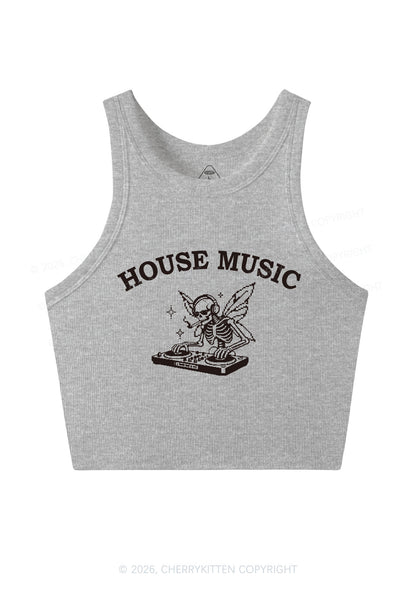 House Music Skeleton Y2K Crop Tank Top Cherrykitten