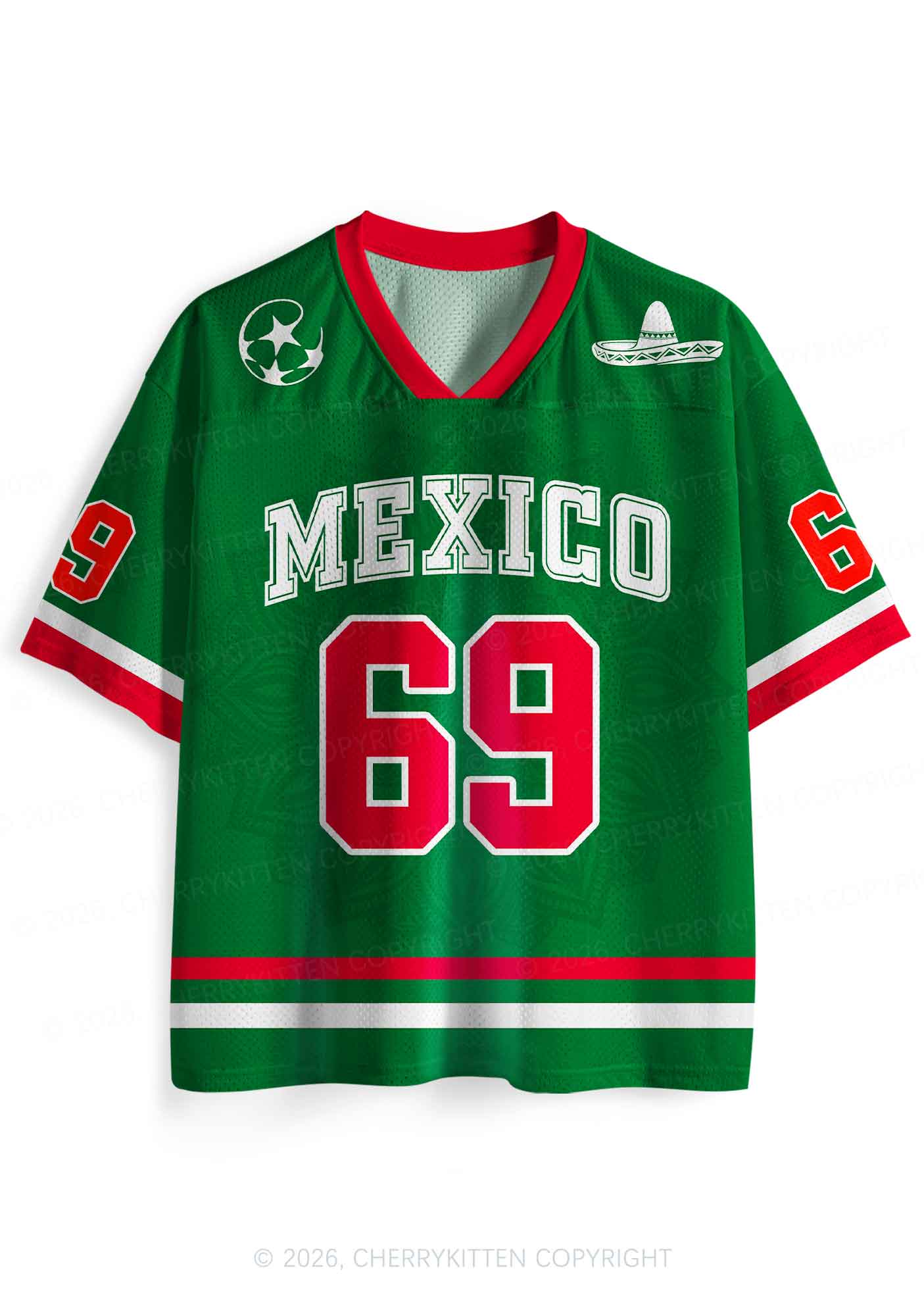 Custom Green Mexico Sombrero Y2K Sport Jersey Shirts Cherrykitten