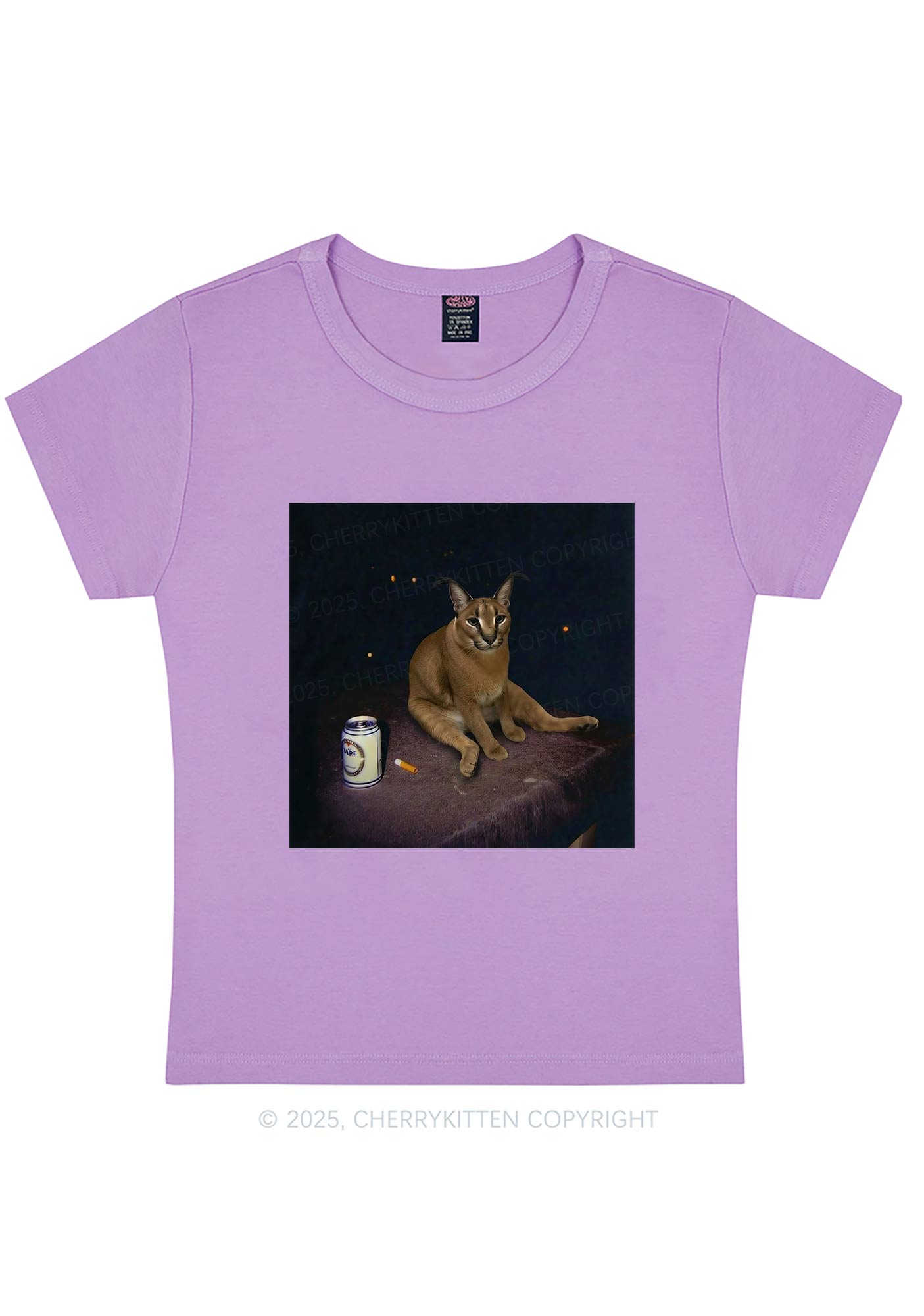 Drinking Floppa Y2K Baby Tee Cherrykitten