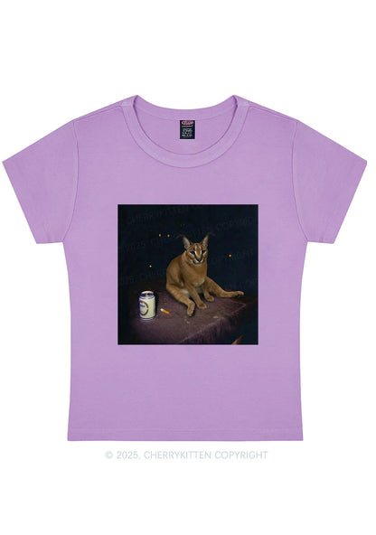 Drinking Floppa Y2K Baby Tee Cherrykitten