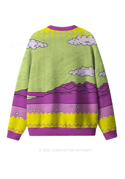 Red Horse Y2K Christmas Knit Sweatshirt Cherrykitten