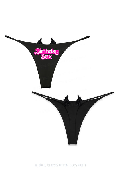 Birthday Sx Y2K Bikini String Thong With Black Wings Cherrykitten