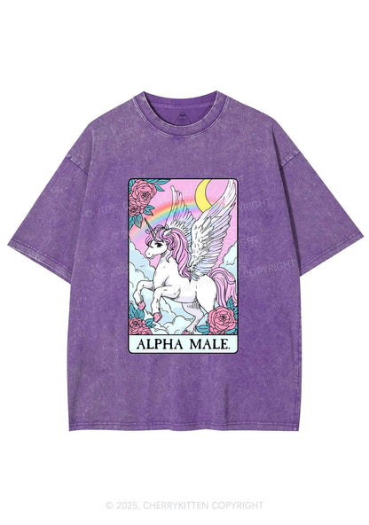 Rose Unicorn Alpha Male Y2K Shirts Washed Tee Cherrykitten