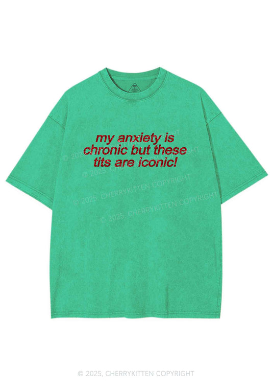 Glitter My Anxiety Is Chronic Y2K Shirts Washed Tee Cherrykitten