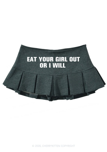 Eat Your Girl Out Pride Y2K Mini Pleated Skirts Cherrykitten