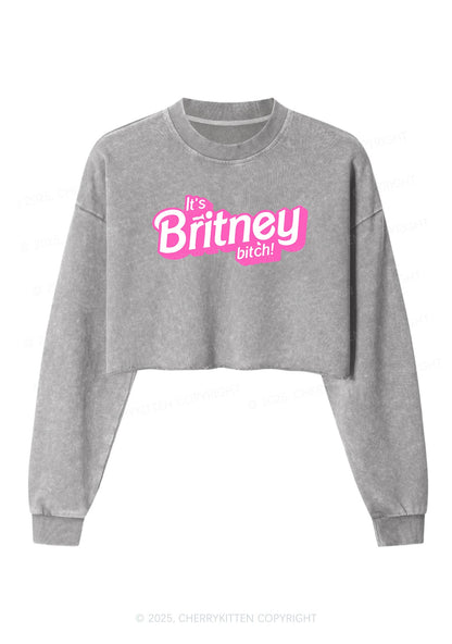 Its Britney Bixch Y2K Crop Washed Sweatshirts Cherrykitten