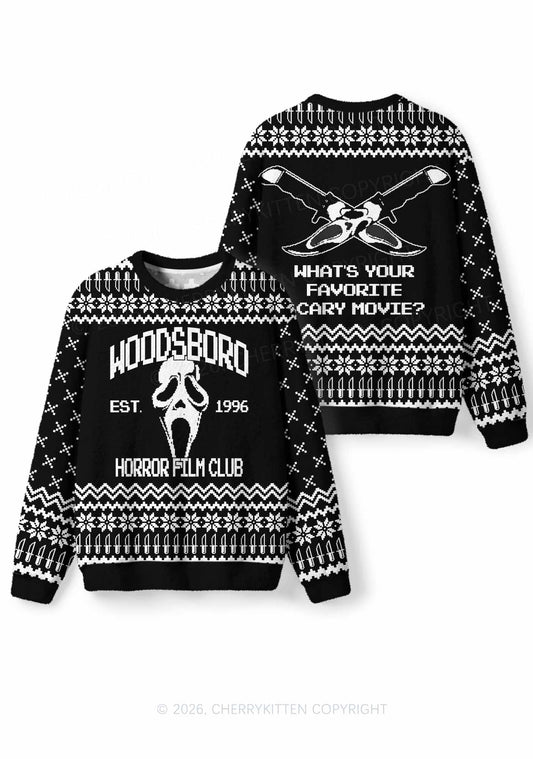 Halloween Black Horror Club Y2K Christmas Knit Sweatshirt Cherrykitten