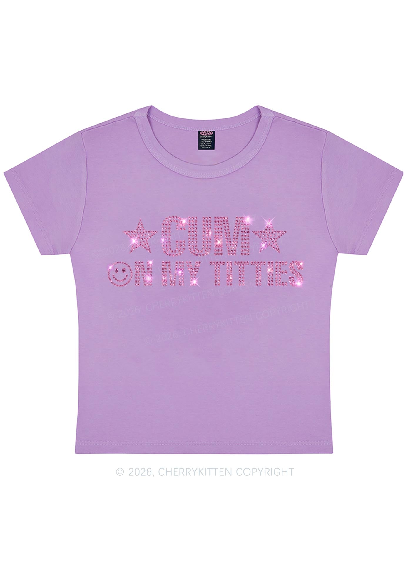 Rhinestone Cxm On My Txtties Y2K Baby Tee Cherrykitten