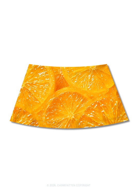 Orange Slice Y2K Print Mini Skirt Cherrykitten