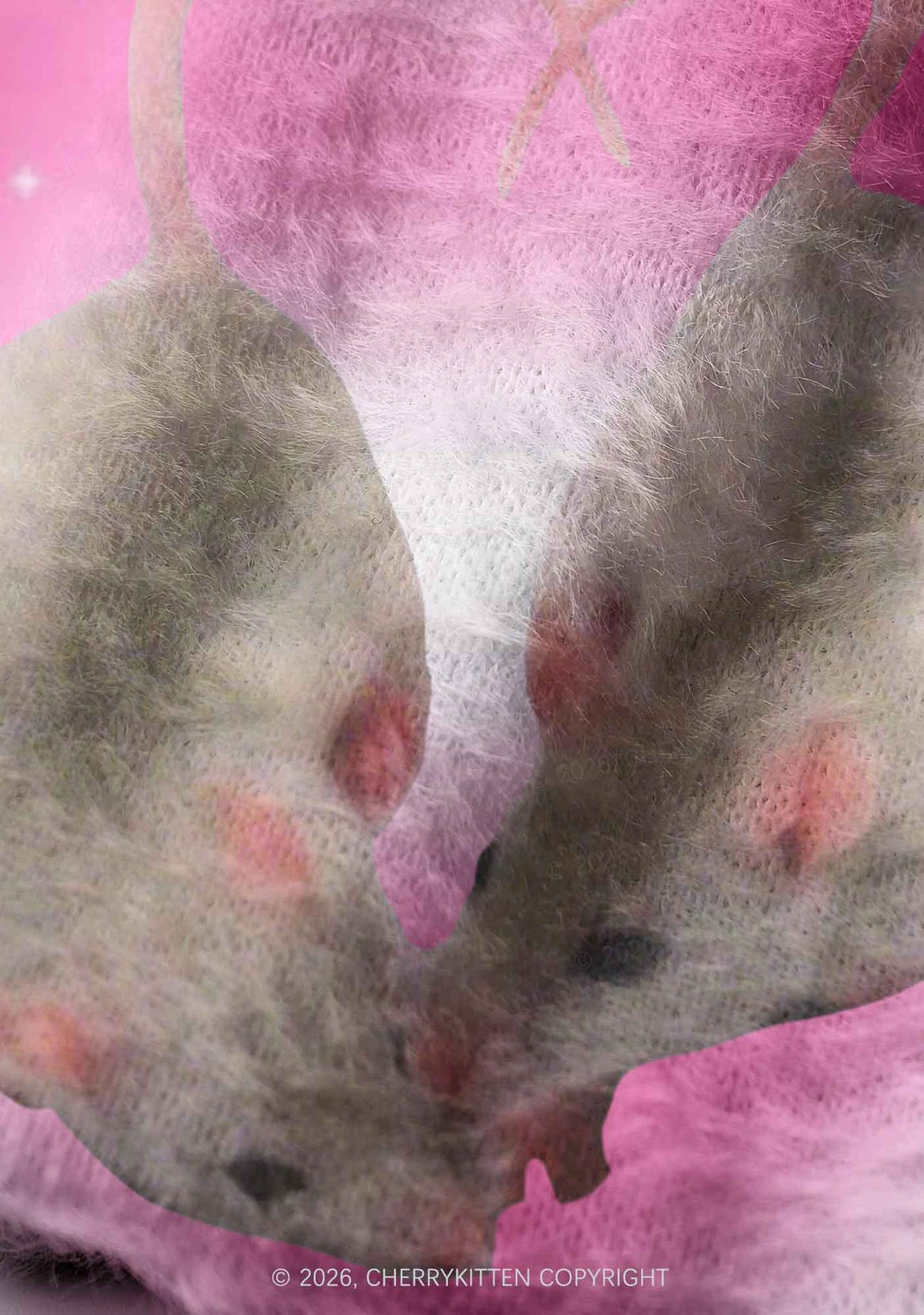 Pink Sweet Rats Valentine's Day Y2K Print Knit Beanie Cherrykitten