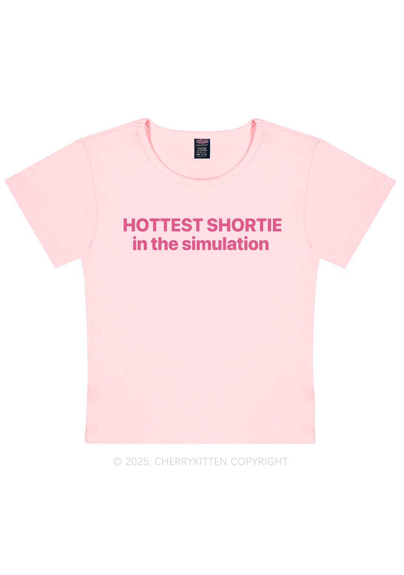 Hottest Shortie In The Simulation Y2K Baby Tee Cherrykitten