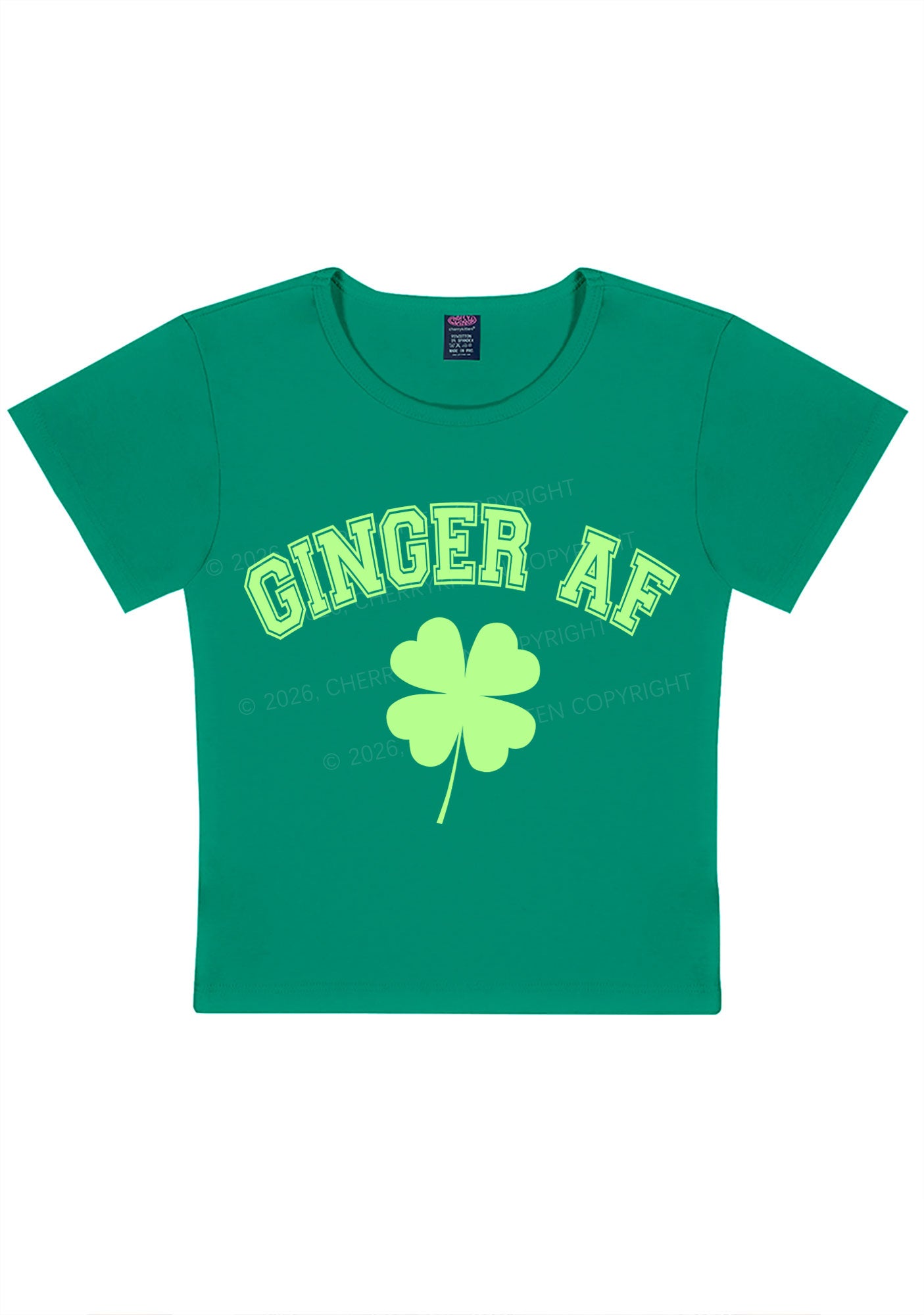 Ginger AF St Patricks Y2K Baby Tee Cherrykitten