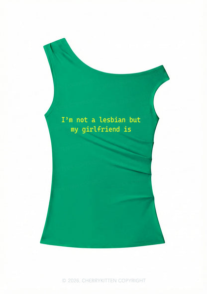 My Girlfriend Is Lesbian Pride Y2K Off Shoulder Tank Top Cherrykitten