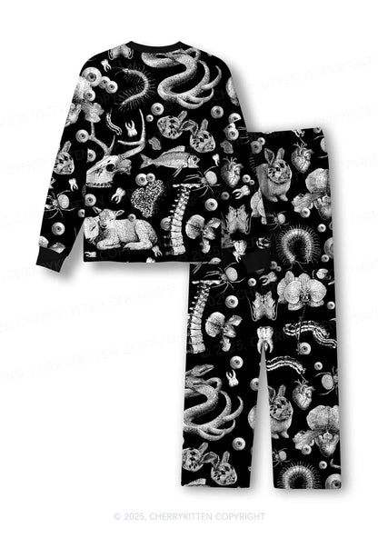 Halloween Eye You Forever Y2K Print Long Sleeve Pajama Set Cherrykitten