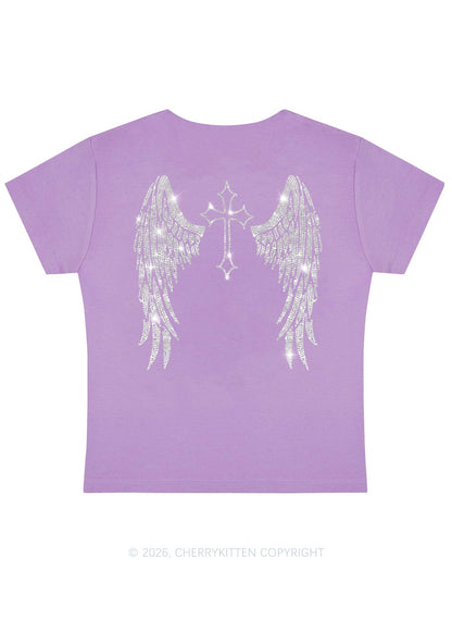 Rhinestone Halloween Angel Wings Y2K Baby Tee Cherrykitten