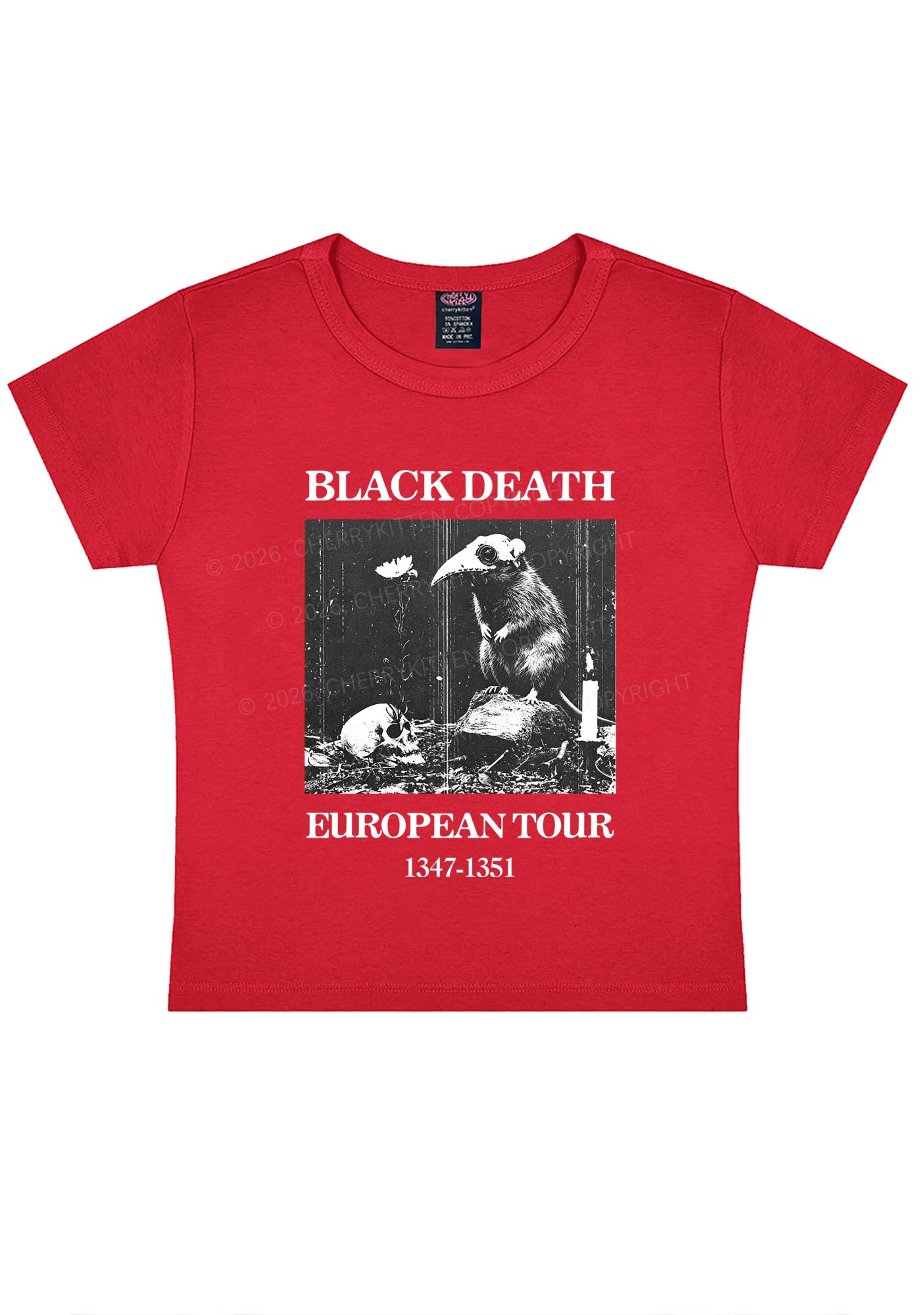 Halloween Skeleton Plague Doctor Rat Y2K Baby Tee Cherrykitten