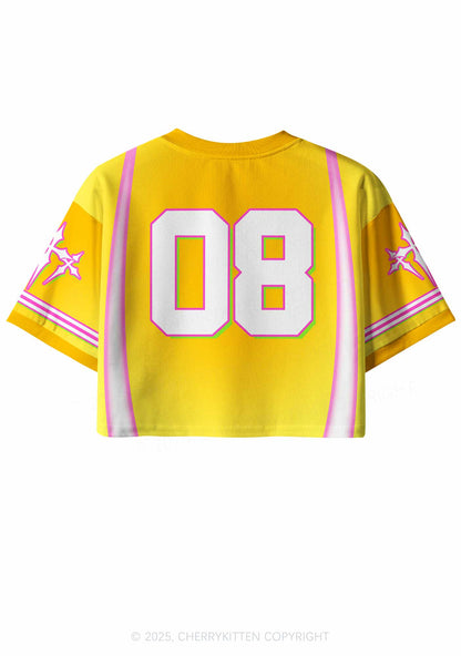 Custom Sunny Yellow Cxxt Star Y2K Crop Sport Jersey Shirts Cherrykitten