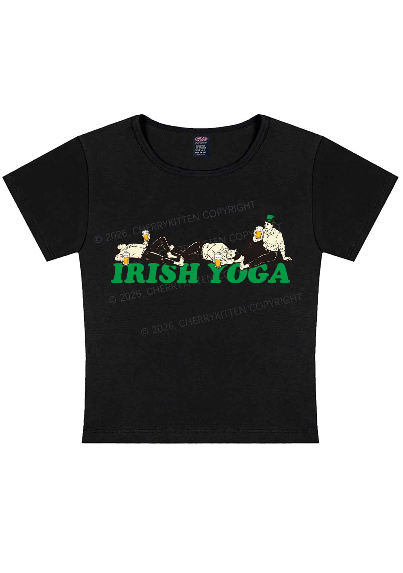Irish Yoga St Patricks Y2K Baby Tee Cherrykitten