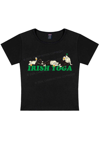 Irish Yoga St Patricks Y2K Baby Tee Cherrykitten