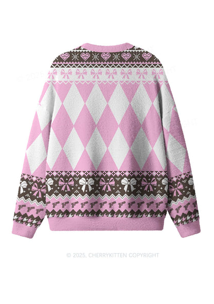 Pink Cunting Season Y2K Christmas Knit Sweatshirt Cherrykitten