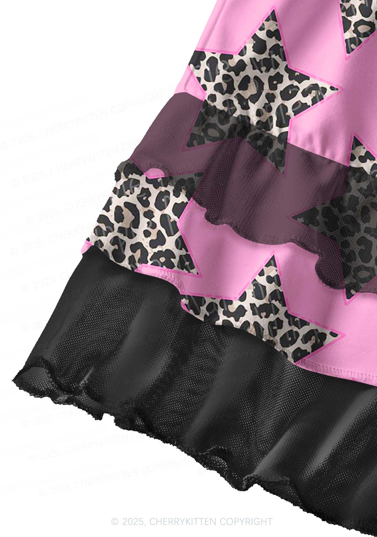 Leopard Star Y2K Print Mini Layered Skirt Cherrykitten