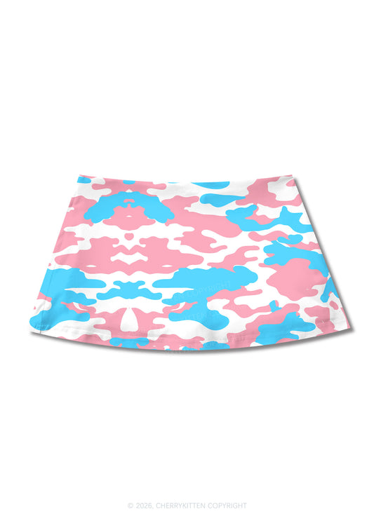 Trans Camouflage Pride Y2K Print Mini Skirt Cherrykitten