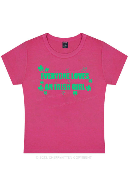 Everyone Loves Irish Girl St Patricks Y2K Baby Tee Cherrykitten