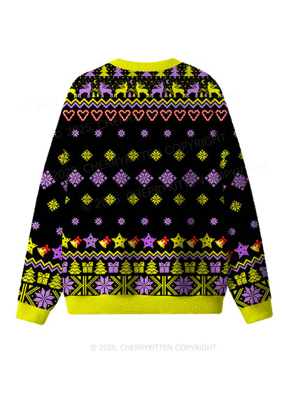 Saddies Five Cats Y2K Christmas Knit Sweatshirt Cherrykitten