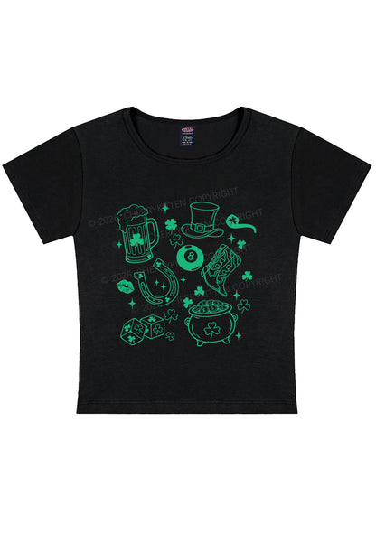Luck Symbols St Patricks Y2K Baby Tee Cherrykitten