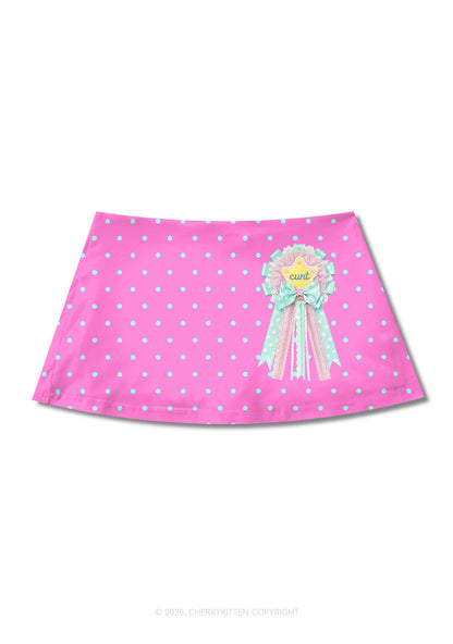Cxxt Bow Badge Dots Y2K Print Mini Skirt Cherrykitten