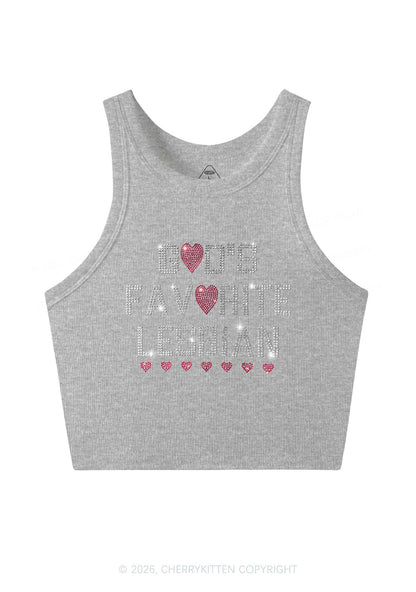 Rhinestone Gods Favorite Lesbian Pride Y2K Crop Tank Top Cherrykitten