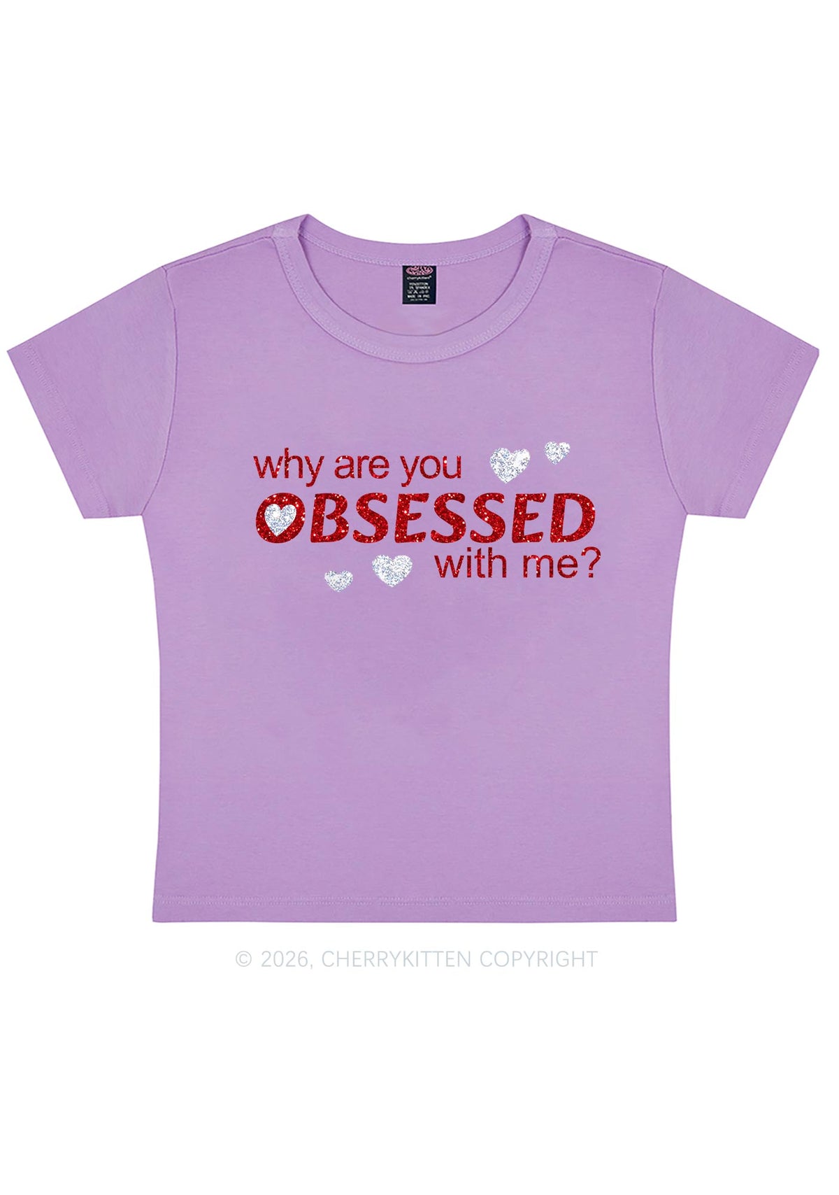 Glitter Obsessed With Me Y2K Baby Tee Cherrykitten