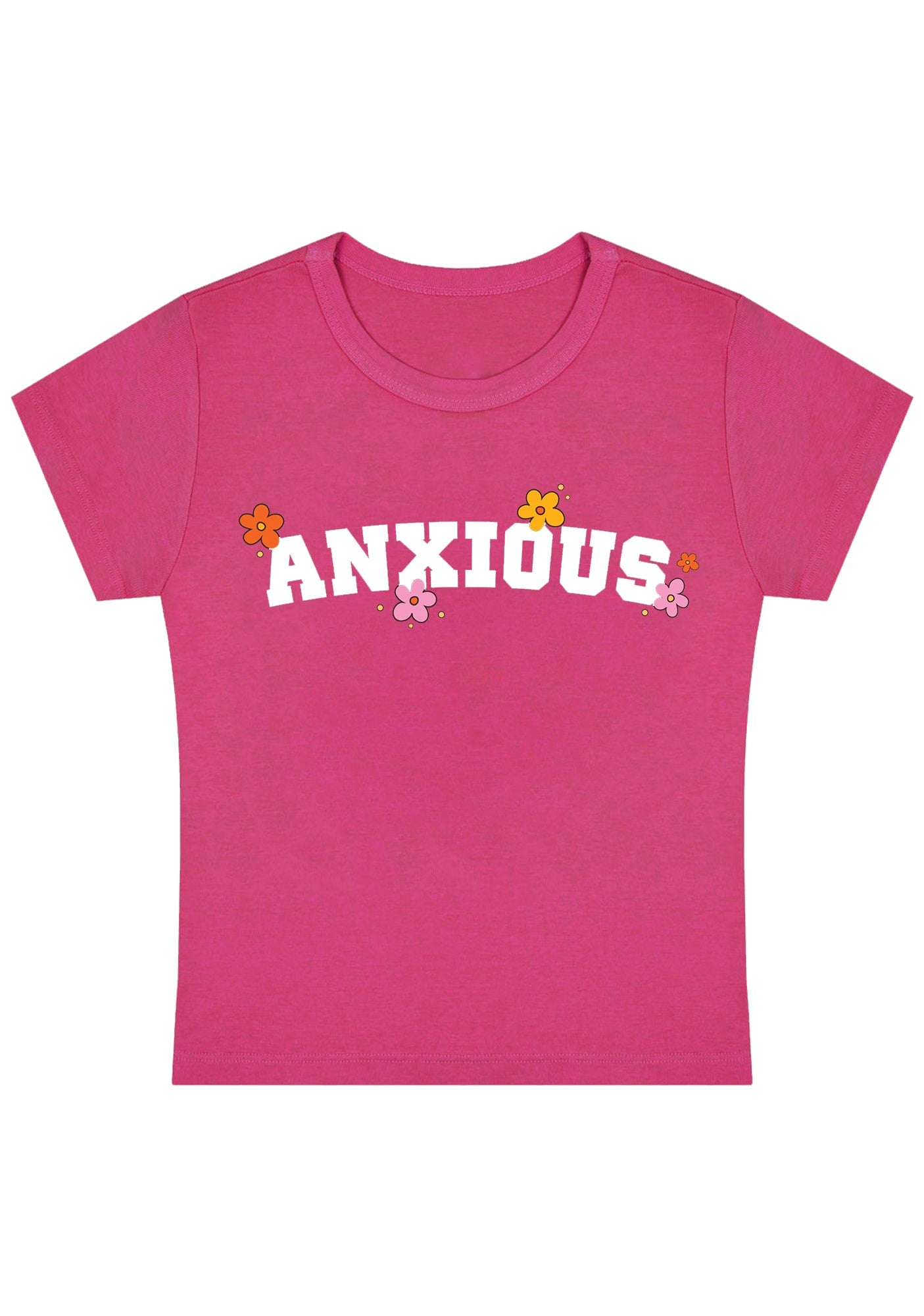 Floral Anxious Y2K Baby Tee