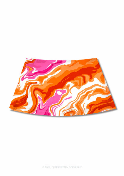 Lesbian Liquid Tie Dye Pride Y2K Print Mini Skirt Cherrykitten