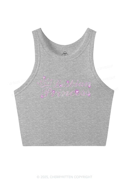 Rhinestone Lesbian Princess Pride Y2K Crop Tank Top Cherrykitten
