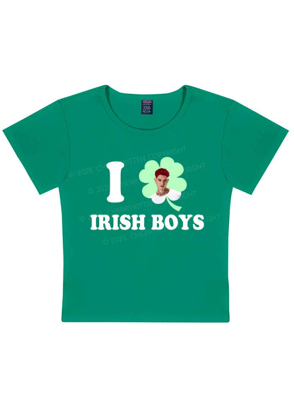 Custom I Love Shamrock Irish Boys St Patricks Y2K Baby Tee Cherrykitten