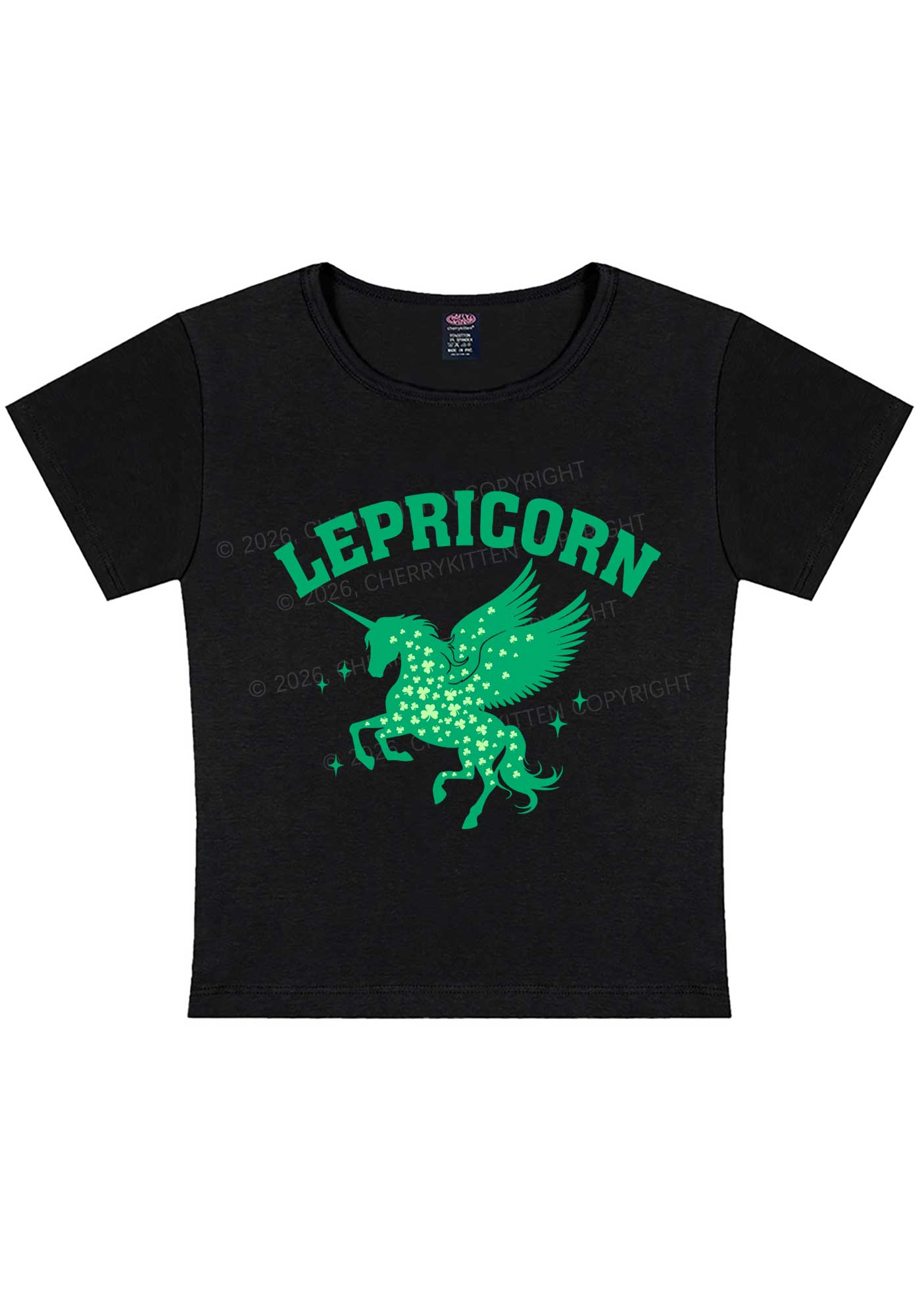 Lepricorn Unicorn St Patricks Y2K Baby Tee Cherrykitten