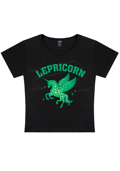 Lepricorn Unicorn St Patricks Y2K Baby Tee Cherrykitten