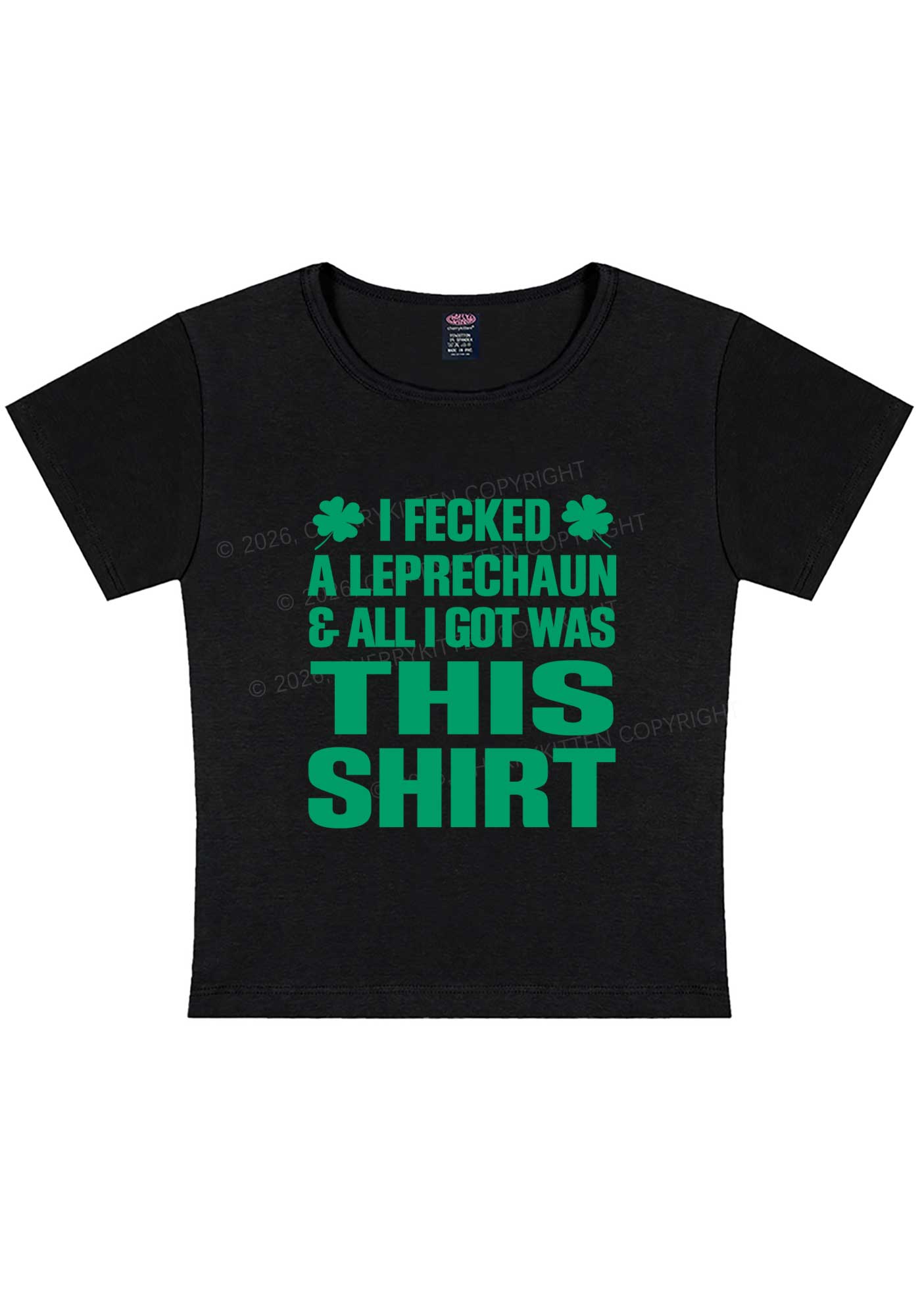 I Fecked A Leprechaun St Patricks Y2K Baby Tee Cherrykitten