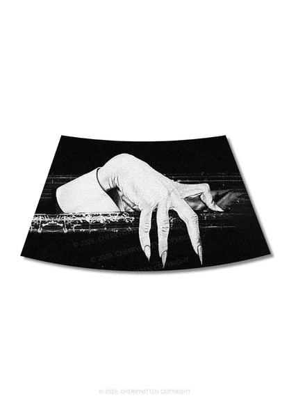 Halloween Black Vampire Claw Y2K Print Mini Skirt Cherrykitten