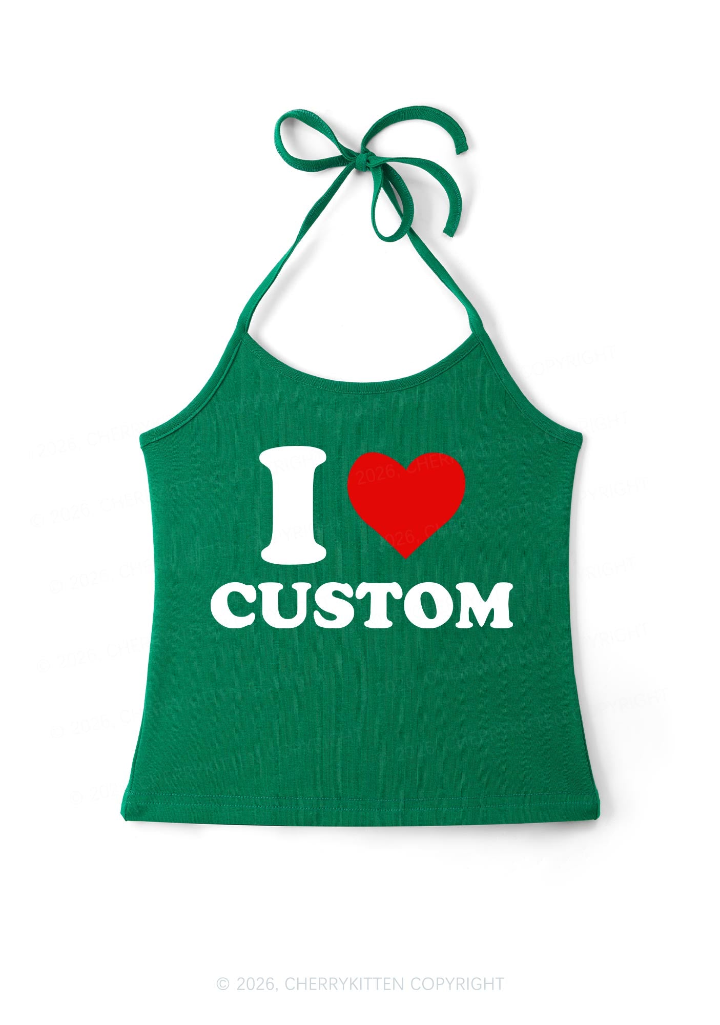 I Love Custom Valentine's Day Y2K Halter Neck Cami Cherrykitten